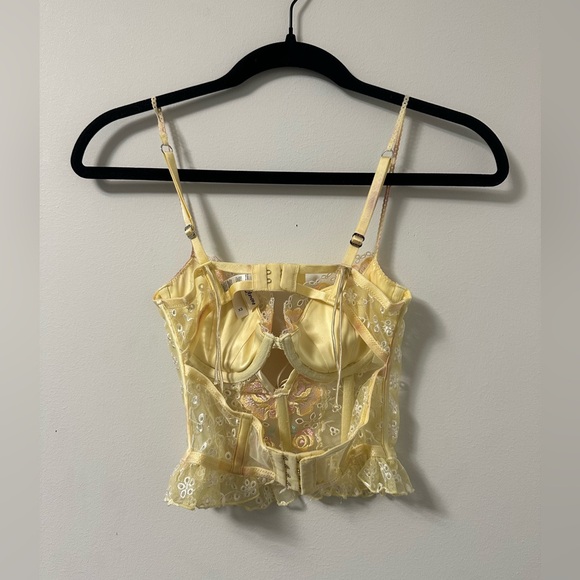 For Love And Lemons Yellow Floral Lace Camisole Bustier - Picture 6 of 8